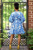 Sexy Print Long Sleeve Loose Mini Dress NY-10827