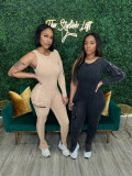 Threaded Single Sleeve Skinny Jumpsuit CH-HR24045