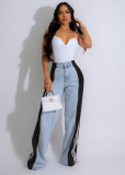 Spliced Three-stripe Wide-leg Jeans ZSD-0668
