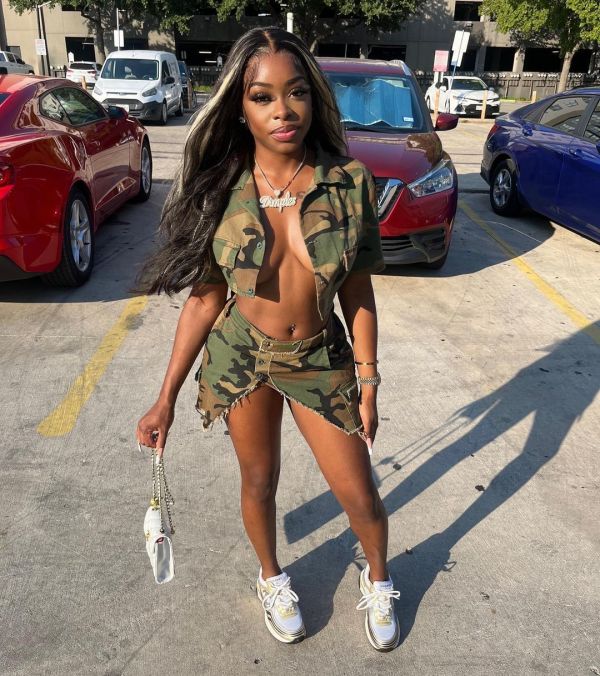 Camouflage Print Irregular Skirt Two Piece Set QXTF-82055