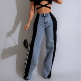 Spliced Three-stripe Wide-leg Jeans ZSD-0668