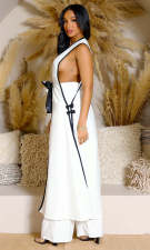 Camellia Bow Sleeveless Long Tank Dress Wide Leg Pants Set ZSD-0690