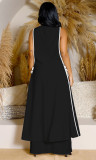 Camellia Bow Sleeveless Long Tank Dress Wide Leg Pants Set ZSD-0690