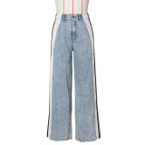 Spliced Three-stripe Wide-leg Jeans ZSD-0668