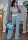 Ribbed Color Clash Short Sleeve Pants Set SFY-TD2777D
