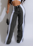 Spliced Three-stripe Wide-leg Jeans ZSD-0668