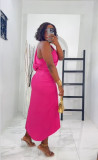 Solid Pleated Single Shoulder Split Long Dress NY-10828
