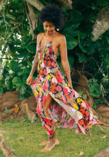 Sexy Halter Print Backless Split Maxi Dress XHXF-421