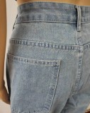 Plus Size Hot Drill Print Holes Loose Jeans GQLF-88882