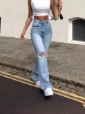 Fashion Holes Slim  Flare Jeans GQLF-3141
