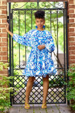 Sexy Print Long Sleeve Loose Mini Dress NY-10827