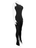 Threaded Single Sleeve Skinny Jumpsuit CH-HR24045