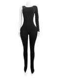 Threaded Single Sleeve Skinny Jumpsuit CH-HR24045