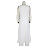 Camellia Bow Sleeveless Long Tank Dress Wide Leg Pants Set ZSD-0690