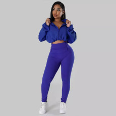 Hooded Loose Long Sleeve Top Skinny Pants Sport Set SFY-502