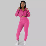 Hooded Loose Long Sleeve Top Skinny Pants Sport Set SFY-502