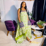 Sling Printed Big Swing Maxi Dress NY-10825