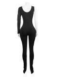 Threaded Single Sleeve Skinny Jumpsuit CH-HR24045