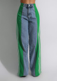 Spliced Three-stripe Wide-leg Jeans ZSD-0668