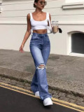 Fashion Holes Slim  Flare Jeans GQLF-3141