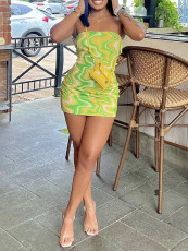 Print Slim Tube Tops Mini Dress GYZY-8912