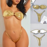 Gold Wrap Sexy Backless Swimsuit 2pcs Bikini DYSC-DY23A604YYB042613