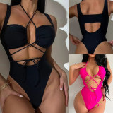 Sexy Tie Up Hollow Out One Piece Swimsuit DYSC-DY22A166YYB101013