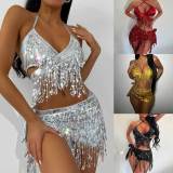 Sequin Tassel Bikini Three Piece Swimsuit DYSC-DY22A28YYB062113