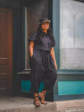 Shirt Neck Tops And Wide Leg Pants 2 Piece Set HMS-5582