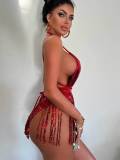 Sexy Deep V Neck Tassel One Piece Swimsuit DYSC-DY22A150YYB091513