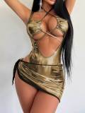 Sexy Bandage Bodysuit And Skirt Two Piece Swimsuit DYSC-DY23A685YYB060913