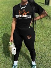 Fashion Short Sleeve Print Two Piece Pants Set GXJL-H0003