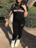 Fashion Short Sleeve Print Two Piece Pants Set GXJL-H0003