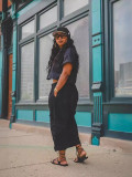 Shirt Neck Tops And Wide Leg Pants 2 Piece Set HMS-5582