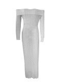 One Shoulder Lapel Tight Mesh Sexy Maxi Dress MOF-618