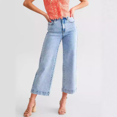 Fashion Zipper Loose Wide Leg Jeans GKNF-TSXF-2466