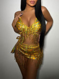 Sequin Tassel Bikini Three Piece Swimsuit DYSC-DY22A28YYB062113