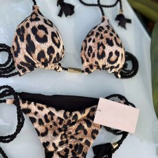 Leopard Print Bra Pads Skinny Tie Bikini Swimsuit DYSC-DY24A1561YYB052113