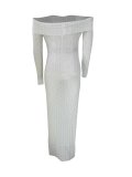 One Shoulder Lapel Tight Mesh Sexy Maxi Dress MOF-618
