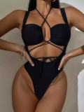 Sexy Tie Up Hollow Out One Piece Swimsuit DYSC-DY22A166YYB101013