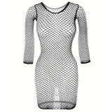 Mesh O Neck Sexy Nightgown Erotic Mesh Dress GYDE-401