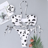 Sexy Print Tie Up Backless Bikinis 2 pcs Swimsuit DYSC-DY4106122