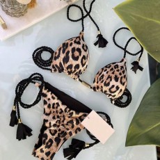 Leopard Print Bra Pads Skinny Tie Bikini Swimsuit DYSC-DY24A1561YYB052113