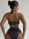 Hollow Out Tie Up Solid Two Piece Swimsuit DYSC-DY22A87YYB072713
