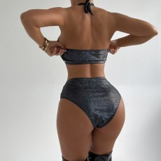 Hollow Out Tie Up Solid Two Piece Swimsuit DYSC-DY22A87YYB072713