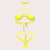 Sexy Solid Color Tie Up Swimsuit 2 Piece Set DYSC-DY23A894YYB091213