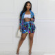 Fashion Print Lapel Shirt Two Piece Skirt Set CYA-901300