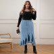 Plus Size Fashion Denim Ruffle Irregular Skirt GDAM-218635