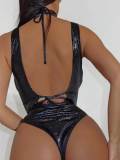 Cross Tie Up Backless One Piece Swimsuit DYSC-DY22A19YYB052413