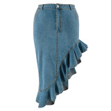 Plus Size Irregular Denim Half Skirt GDAM-218607